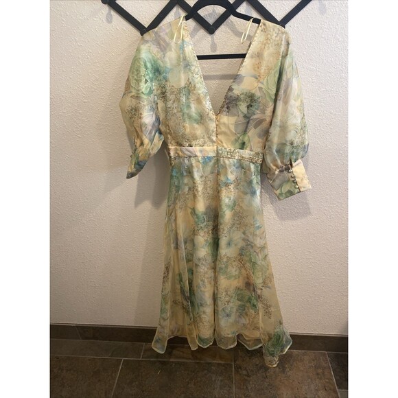 ASOS EDITION organza blouson sleeve midi dress in yellow floral print - Picture 9 of 9